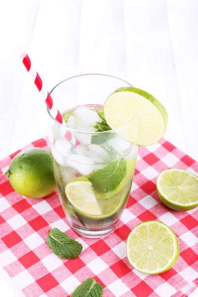 Lemonade in glass on napkin — Stock Photo, Image