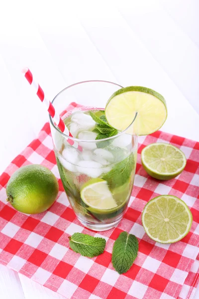 Lemonade in glass on napkin — Stock Photo, Image