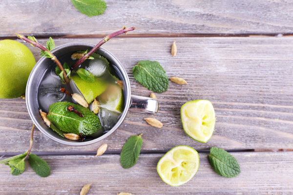 Lemonade in metal cup