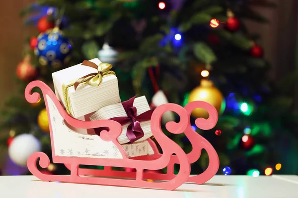 Decorative sledge with gifts — Stock Photo, Image