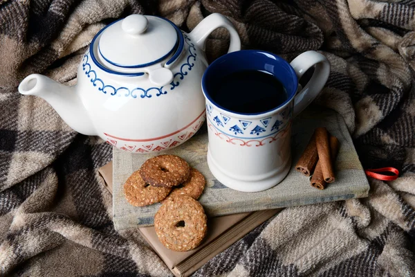 Чашка чая с печеньем — стоковое фото