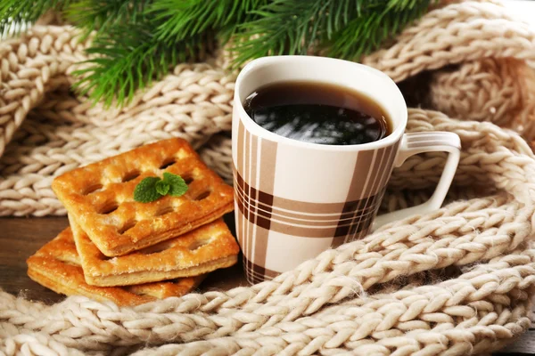 Tasse Tee mit Keksen — Stockfoto