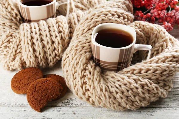 Tazas de té con galletas —  Fotos de Stock