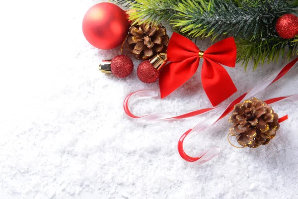 Christmas composition on snow — Stock Photo, Image