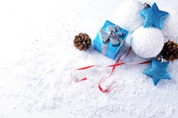 Christmas composition on snow — Stock Photo, Image