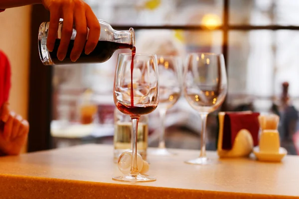 Wine tasting in bar — Stock Photo, Image