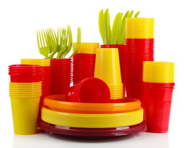 parlak plastik tek kullanımlık sofra