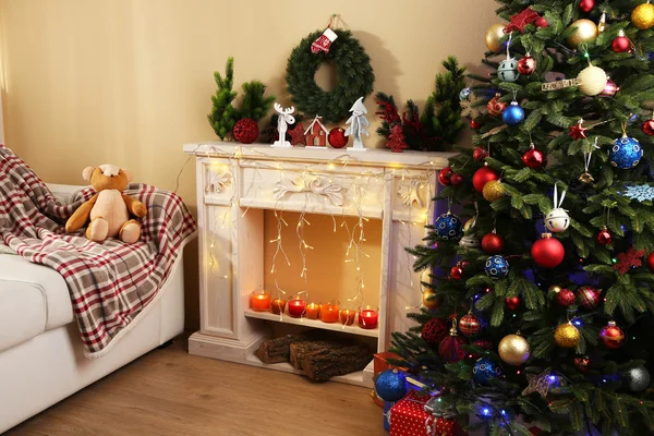 Christmas interior with sofa — Stock Photo, Image