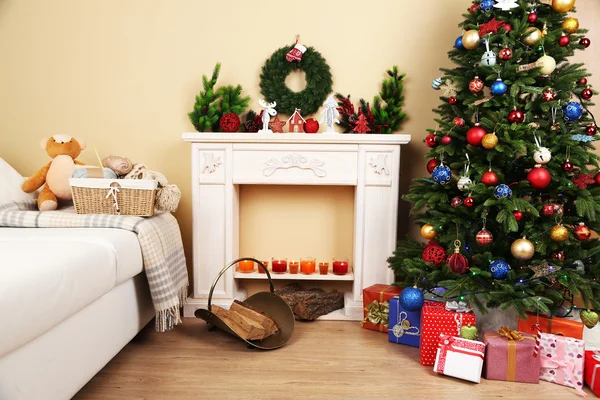 Christmas interior with sofa — Stock Photo, Image