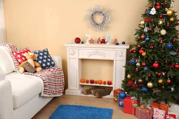 Christmas interior with sofa — Stock Photo, Image