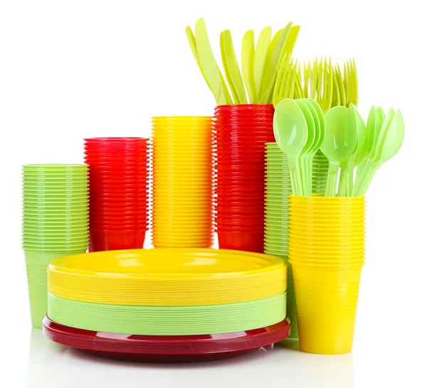 Světlé plastové jednorázové nádobí — Stock fotografie