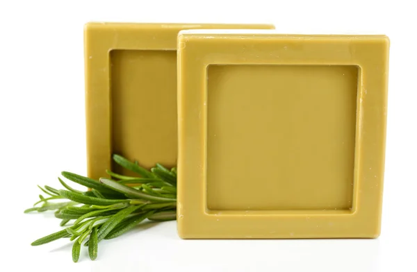 Bars of natural soap with rosemary — Stock Photo, Image