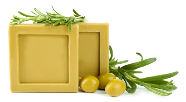 Bars of natural soap with rosemary — Stock Photo, Image