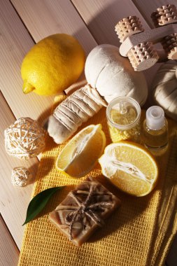 Spa natürmort ahşap plakalar üzerinde