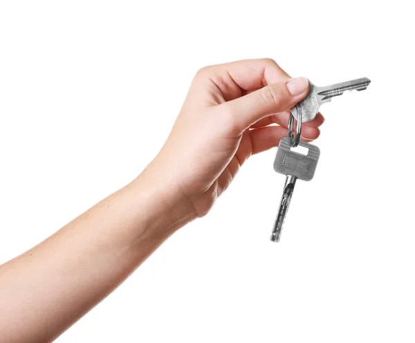 Klíče v ruce izolovaných na bílém — Stock fotografie