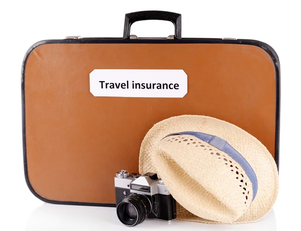 Travel suitcase with inscription — Stock Photo, Image