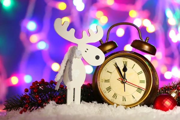 Clock and Christmas decorations — Stock Photo, Image