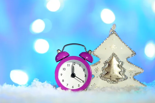 Clock and Christmas decorations — Stock Photo, Image