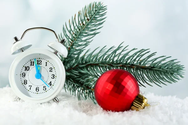 Clock with Christmas decorations — Stock Photo, Image