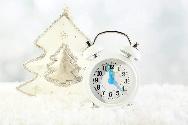 Clock with Christmas decorations — Stock Photo, Image