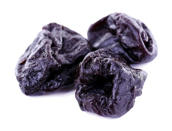 Three prunes isolated on white — Stock Photo, Image
