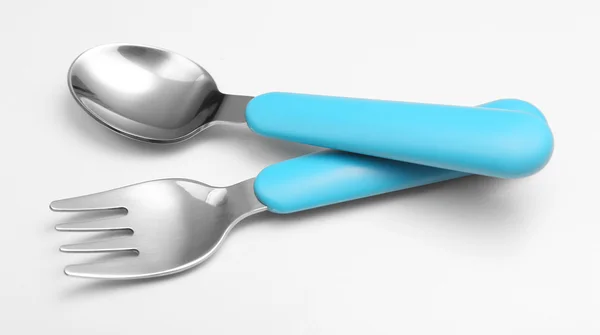 Blue baby cutlery — Stock Photo, Image