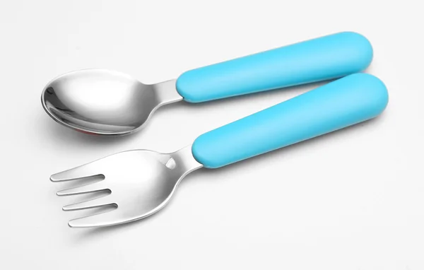 Blue baby cutlery — Stock Photo, Image