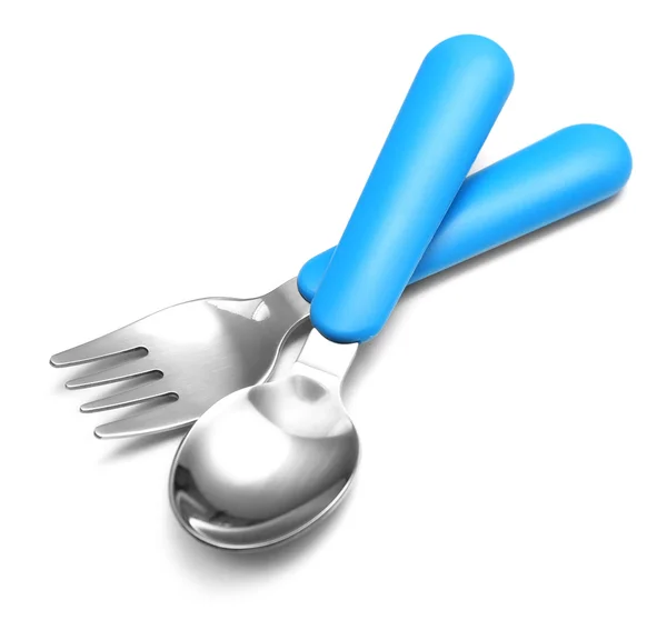 Blue baby cutlery — Stock Photo, Image