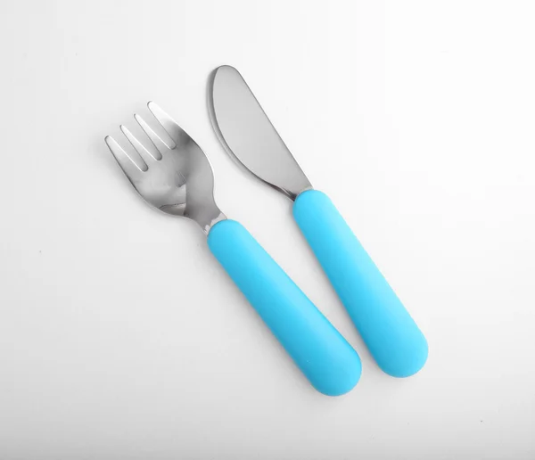 Blue baby cutlery — Stock Photo, Image