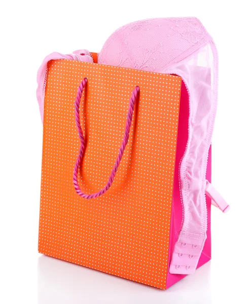 Женское белье в подарочной сумке — стоковое фото