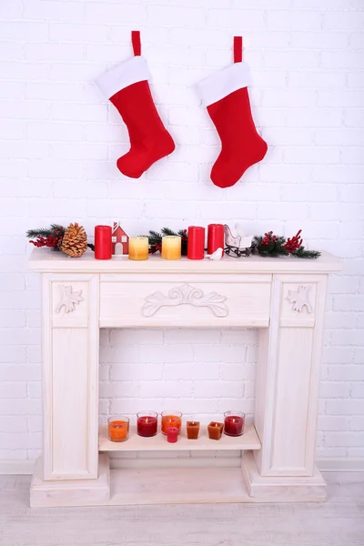 Christmas socks on wall — Stock Photo, Image