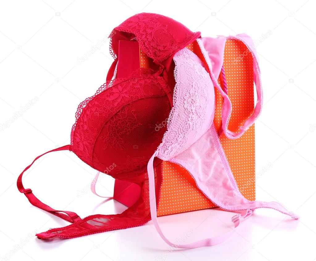 Woman lingerie in gift bag