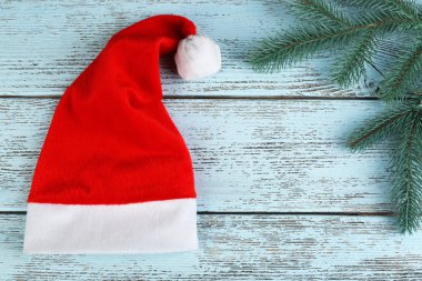 Noel Baba şapkası köknar ağacı dalı ile