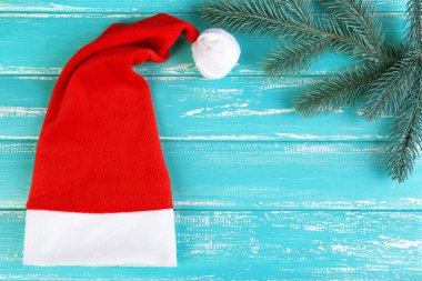 Noel Baba şapkası köknar ağacı dalı ile