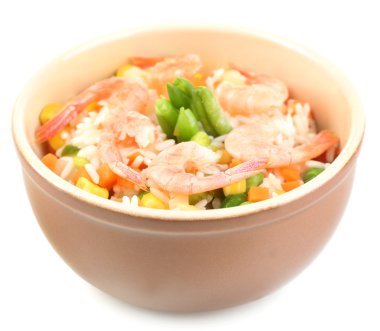 Karides ile haşlanmış pirinç