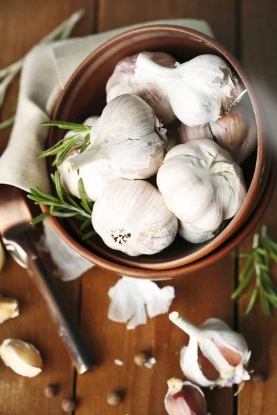 Raw garlic and spices — Stock Photo, Image