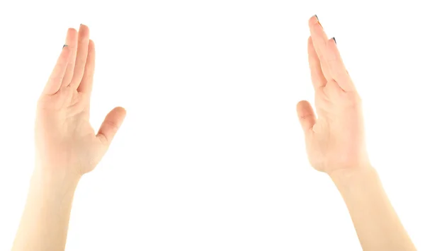 Two raising hands isolated on white background — Stock Photo, Image