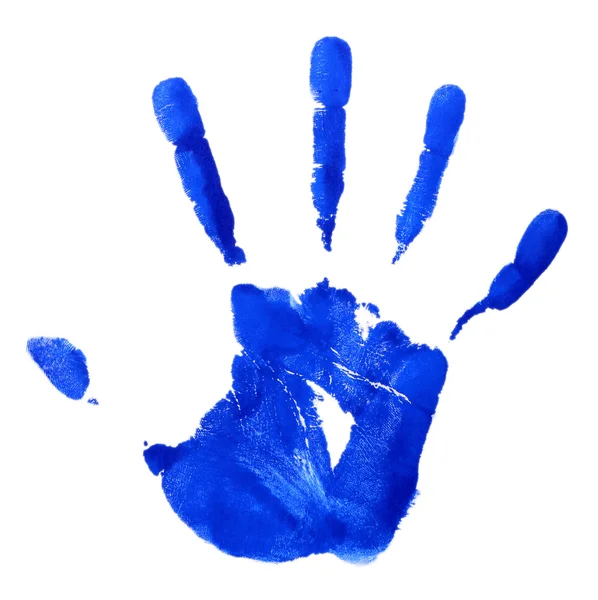 Estampado azul de palma humana — Foto de Stock