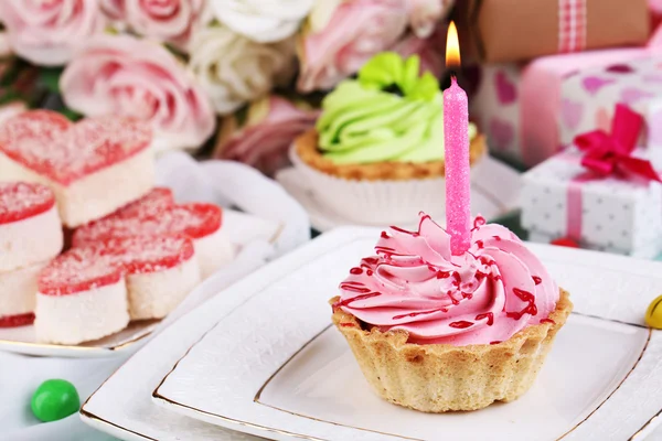 Fragment of birthday table — Stock Photo, Image