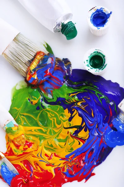 Mixing colorful paints — Stock Photo, Image