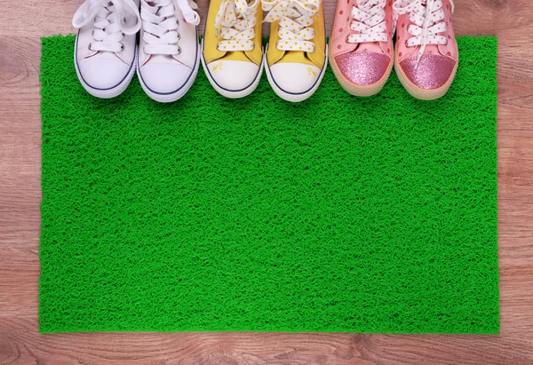 Green carpet on floor — Stock Photo, Image