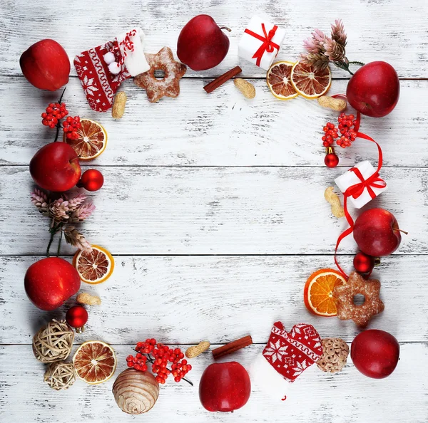 Christmas frame with apples — Stock Photo, Image