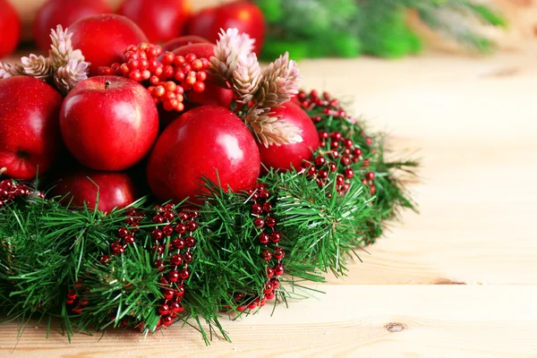 Christmas apples on table — Stock Photo, Image