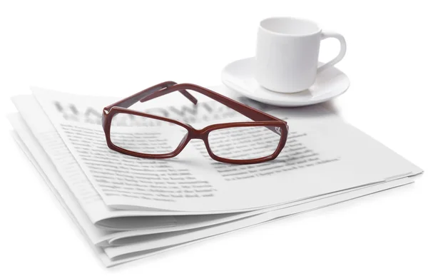Óculos e jornais fundo — Fotografia de Stock