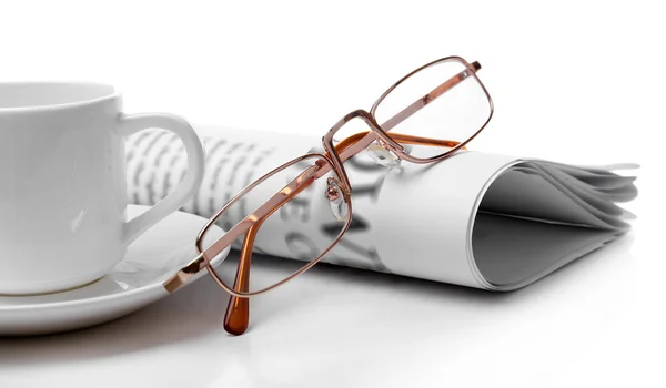 Glasses and newspapers background — Stock Photo, Image