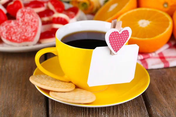 Cup of tea with card — Stock Photo, Image