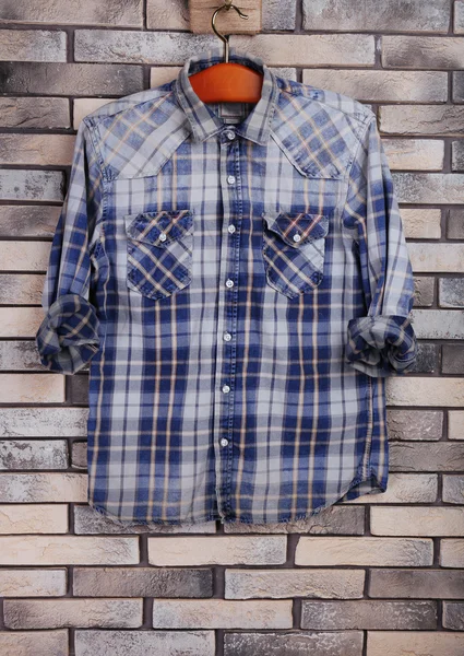 Male shirt on hanger — Stock Photo, Image