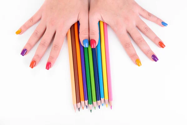 Manicura femenina multicolor — Foto de Stock