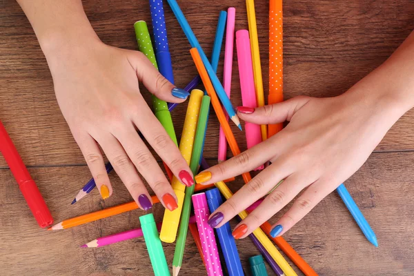 Multicolor female manicure — Stock Photo, Image