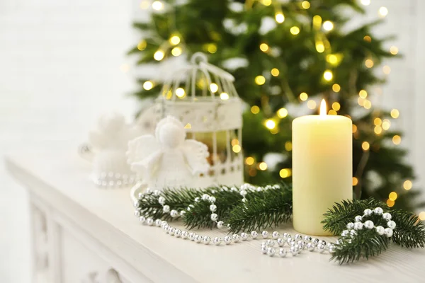 Christmas decorations with candles — Stock Photo, Image